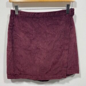 Abercrombie Fitch Corduroy Wrap Front Mini Skirt Burgundy Size S Y2K Retro Chic